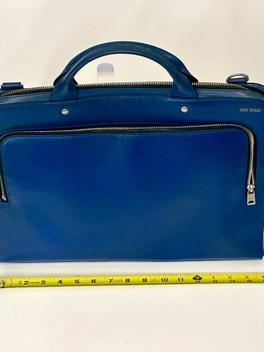 Jack Spade Mason Leather Slim Briefcase Cobalt Blue